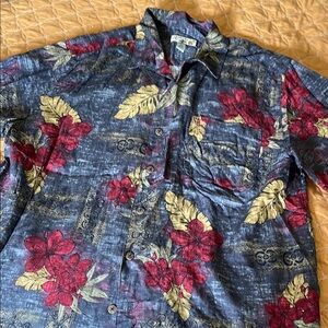 Caribbean Joe Blue Floral Button Down Shirt